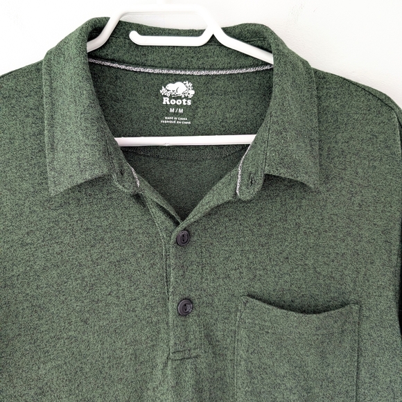 Roots Green Heather Golf Polo In Size M - Picture 2 of 7